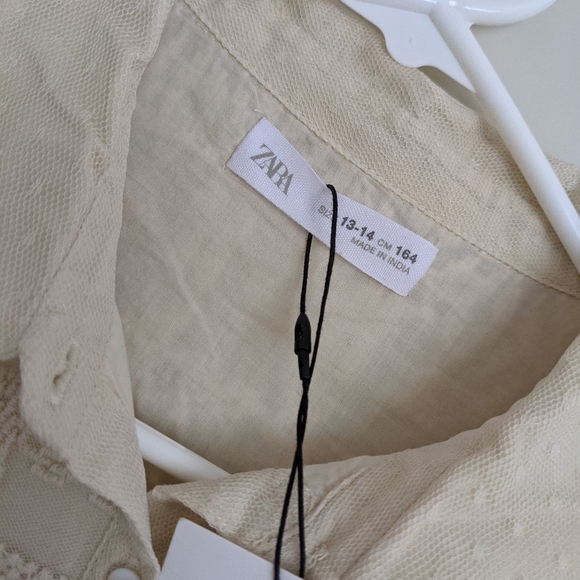 ZARA KIDS EMBROIDERED TULLE SHIRT DRESS - Picture 6 of 7